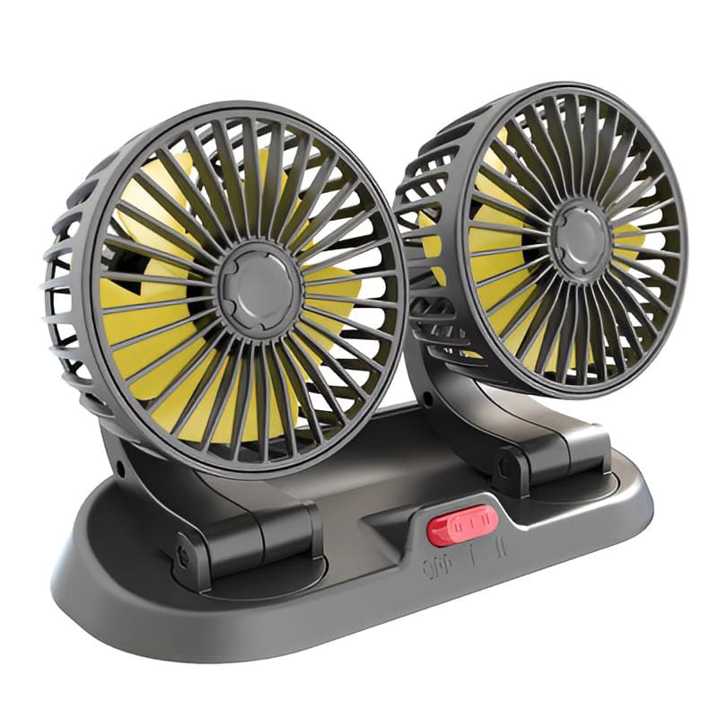 12V dual head car dashboard cooling fan with 360 degree rotation