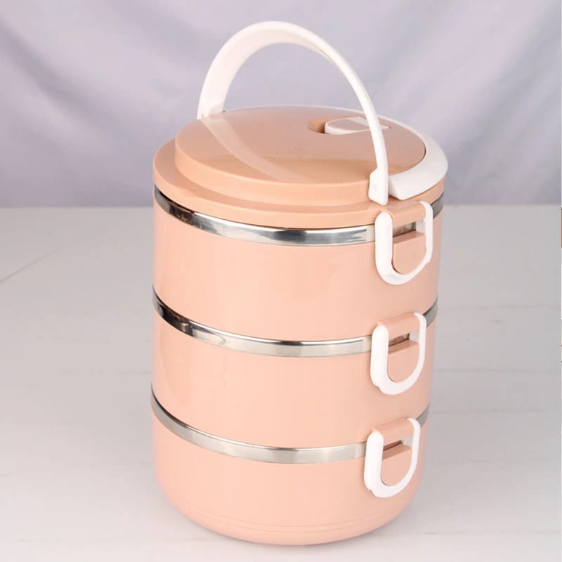 Multi-Layer Heat Preservation Stainless Steel Leakproof Lunch Box Food Container(random color) -