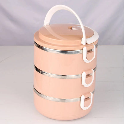 Multi-Layer Heat Preservation Stainless Steel Leakproof Lunch Box Food Container(random color) -
