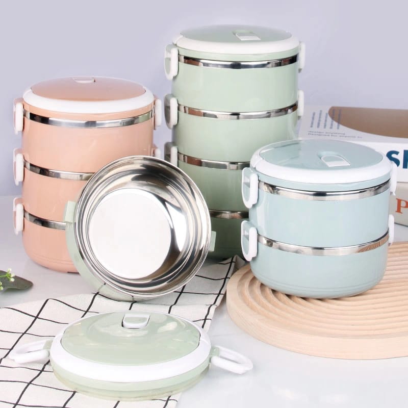 Multi-Layer Heat Preservation Stainless Steel Leakproof Lunch Box Food Container(random color) -