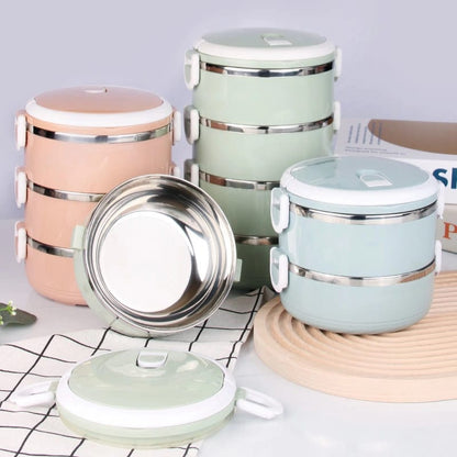 Multi-Layer Heat Preservation Stainless Steel Leakproof Lunch Box Food Container(random color) -