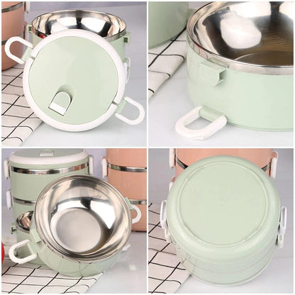 Multi-Layer Heat Preservation Stainless Steel Leakproof Lunch Box Food Container(random color) -