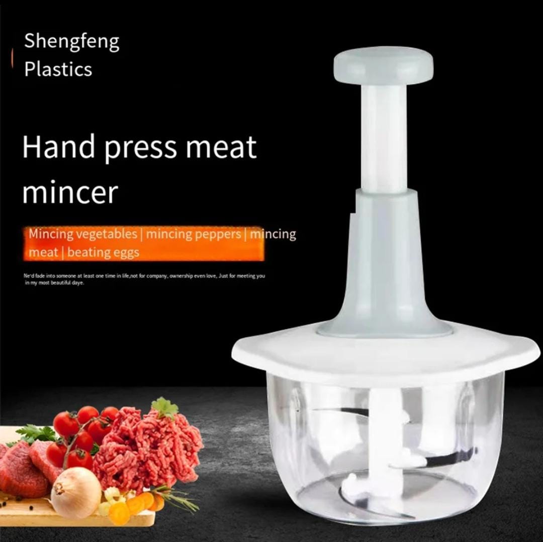Manual Hand Push Chopper | Multi-functional Vegetable Meat Grinder, Grater, Chopper - 1.5 Liter (Random Color)