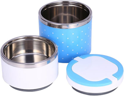 2 Layer Stainless Steel Airtight Lunch Box 930ml With Leak-Proof Multicolor