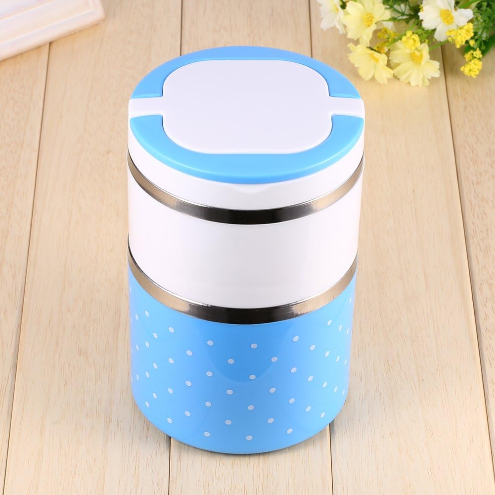 2 Layer Stainless Steel Airtight Lunch Box 930ml With Leak-Proof Multicolor