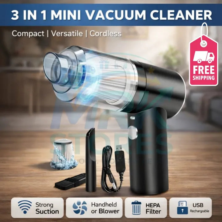 3-in-1 portable cordless vacuum cleaner for car and home cleaning