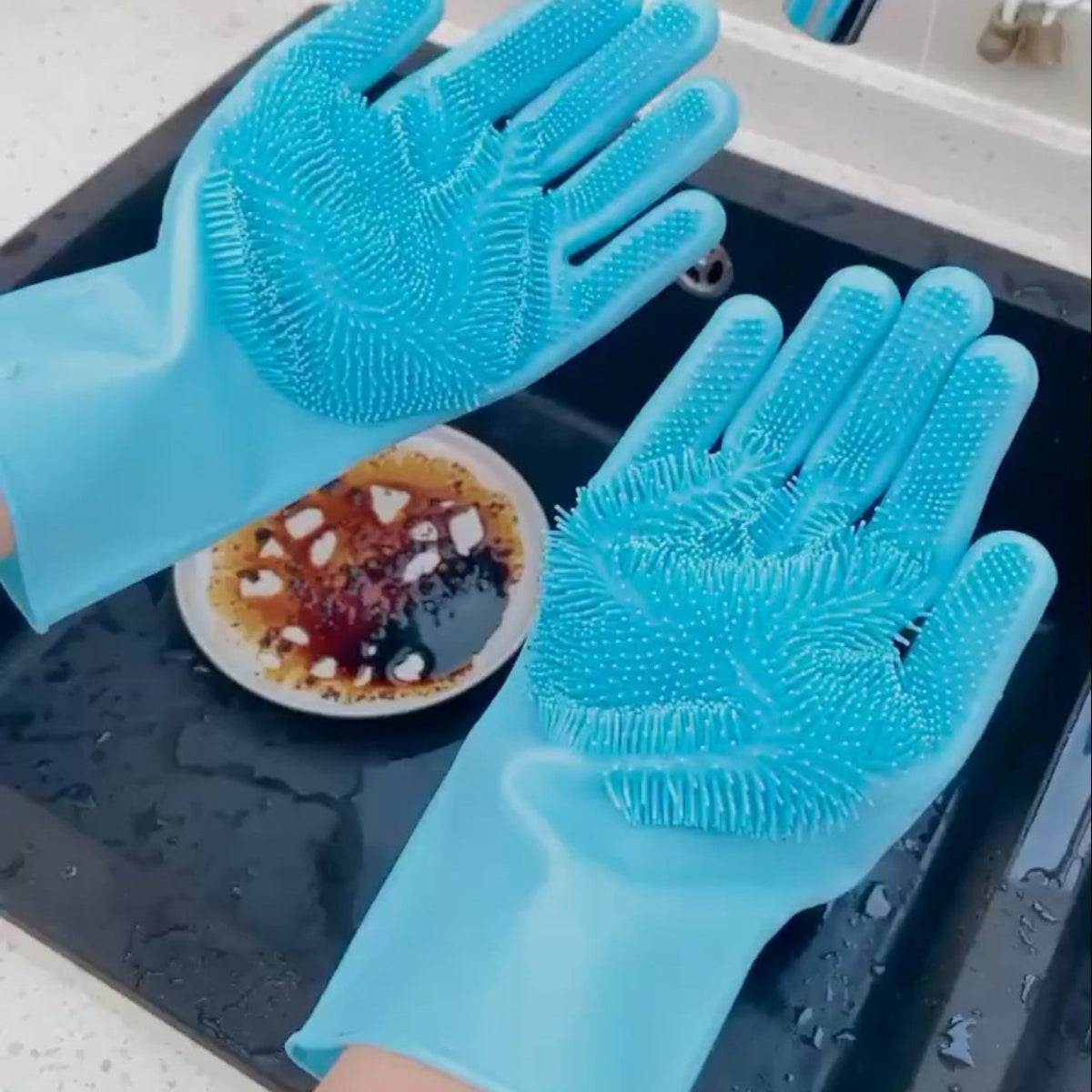 Durable silicone dishwashing gloves