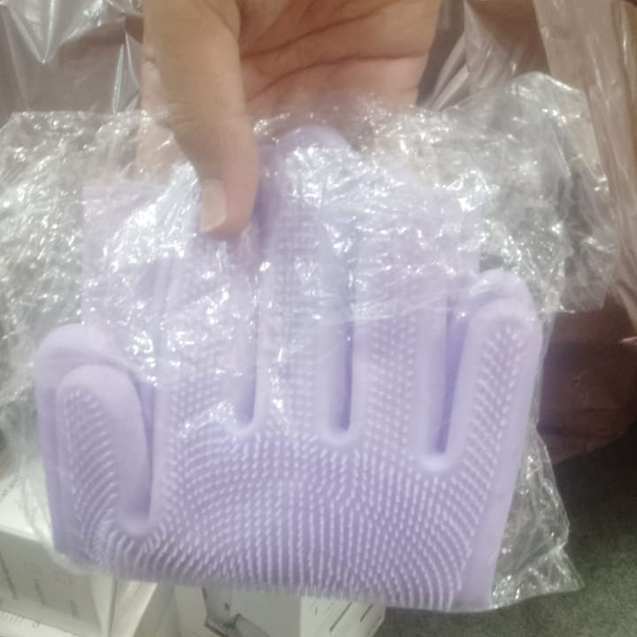 Non-slip silicone dishwashing gloves