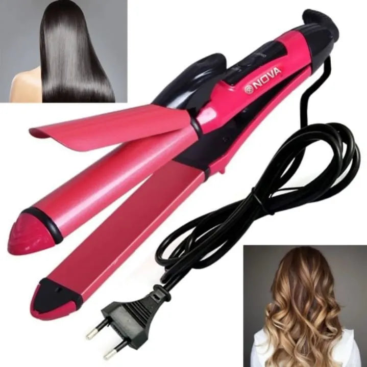 Nova NH-2009 2-in-1 Hair Straightener and Curler with Ceramic Plates