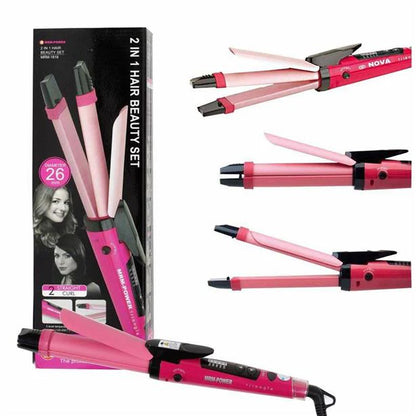 Nova NH-2009 2-in-1 Hair Straightener and Curler with Ceramic Plates