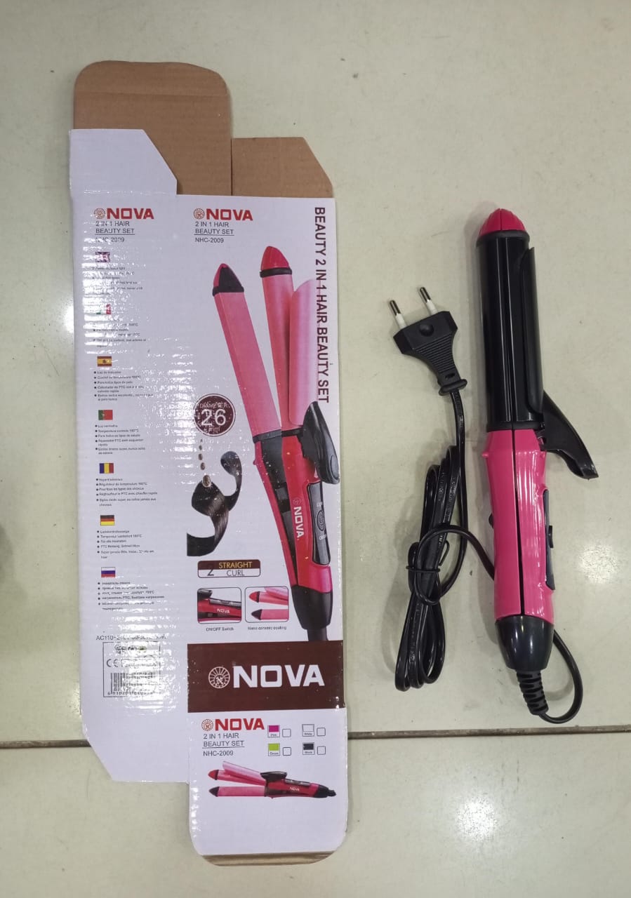 Nova NH-2009 2-in-1 Hair Straightener and Curler with Ceramic Plates