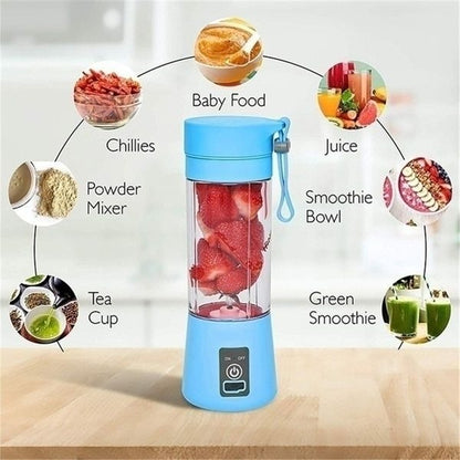 Rechargeable Portable Mini Juicer Blender with 6 Blades and 380ml Outdoor Juicing Cup