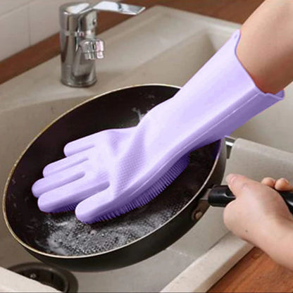 Reusable silicone gloves for dishwashing