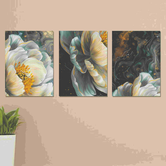 Set of 3 wooden photo tile frames for wall decor