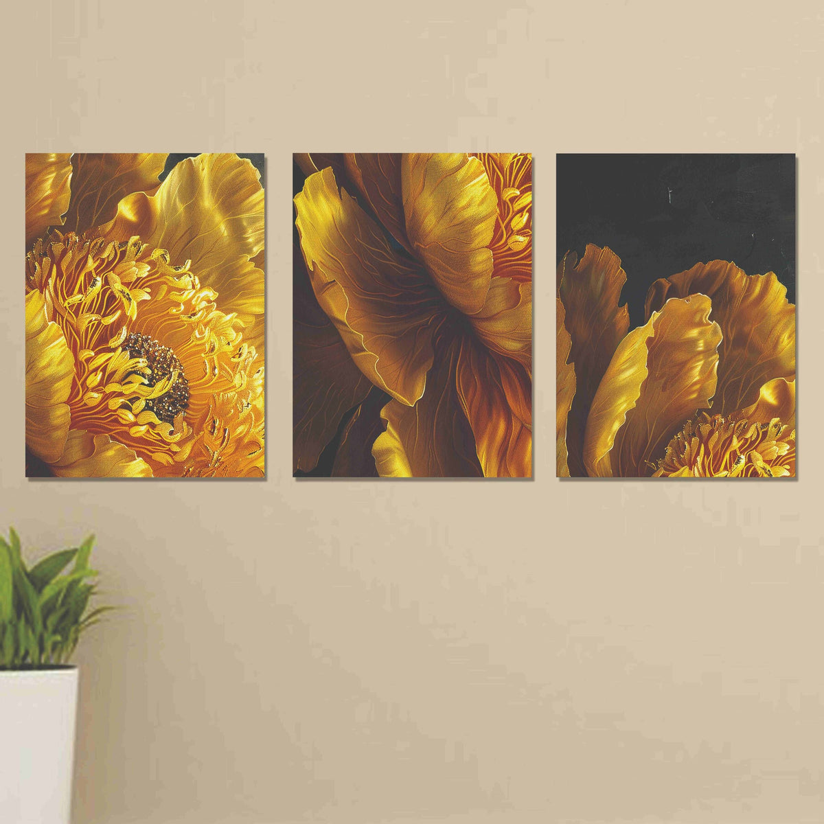 Set of 3 wooden photo tile frames for wall decor