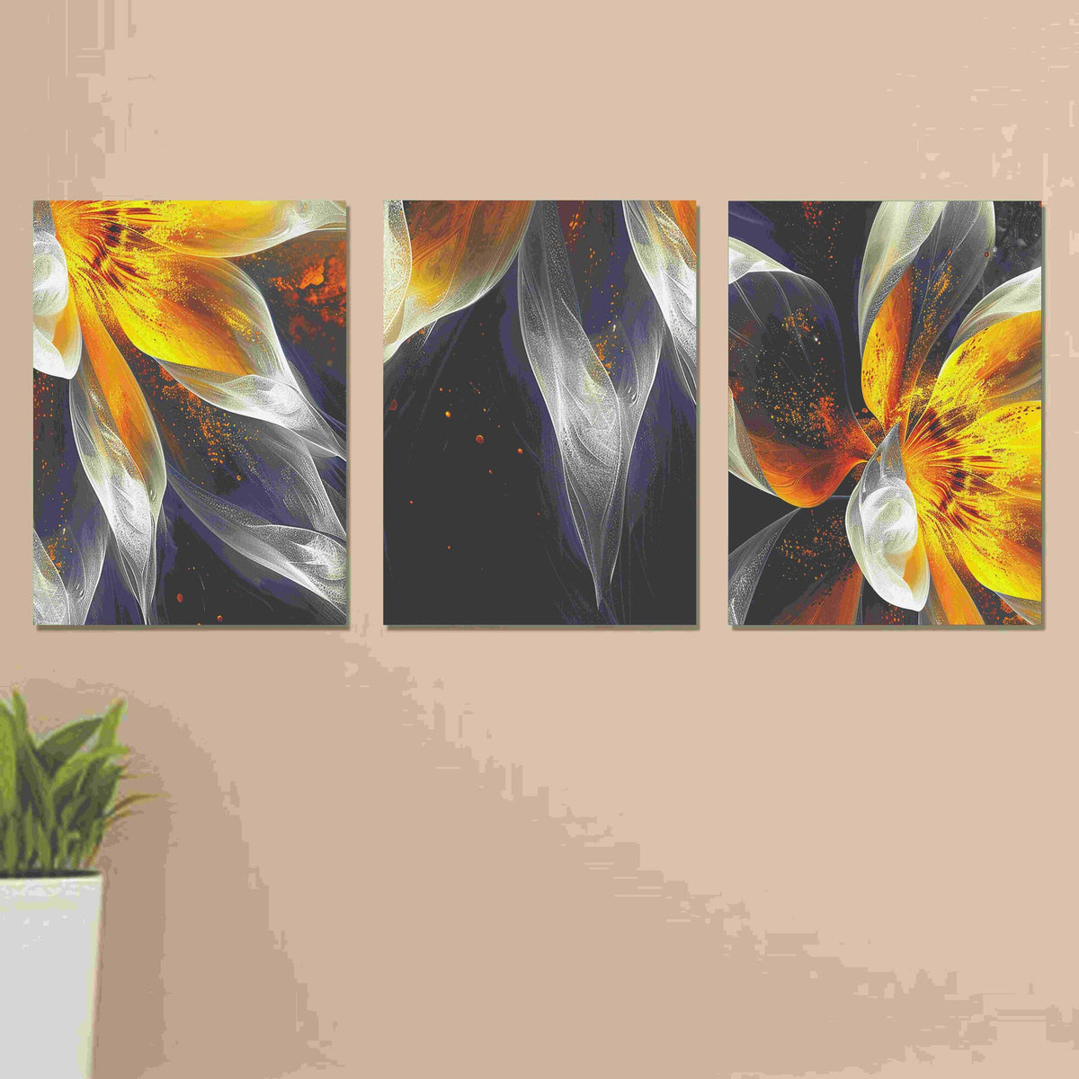 Set of 3 wooden photo tile frames for wall decor