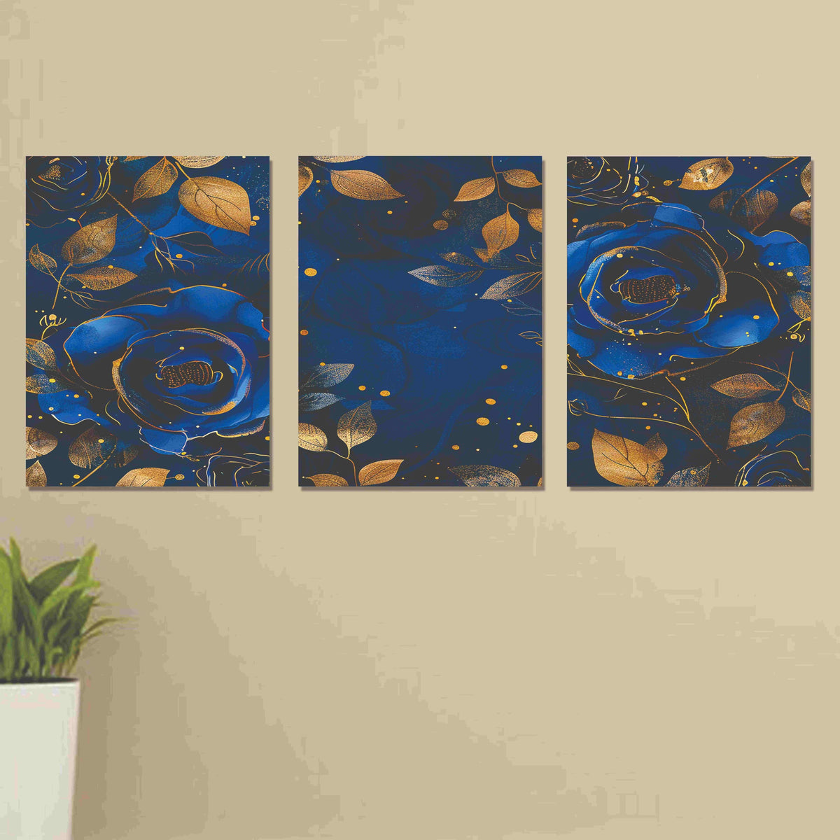 Set of 3 wooden photo tile frames for wall decor