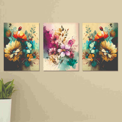Set of 3 wooden photo tile frames for wall decor