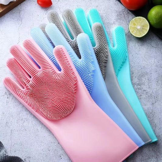Silicone dishwashing gloves for kitchen cleaning
