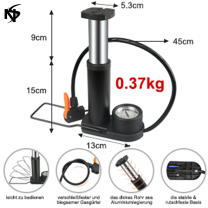 Single Cylinder Foot Air Pump with Pressure Gauge for Car and Bike Tyres