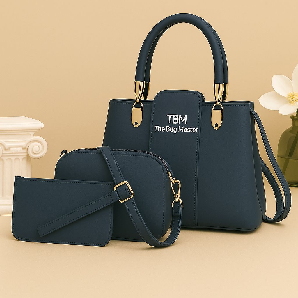 3 Pieces Ladies Handbag Elegant Design Premium Quality Smooth Finish Easy Carry