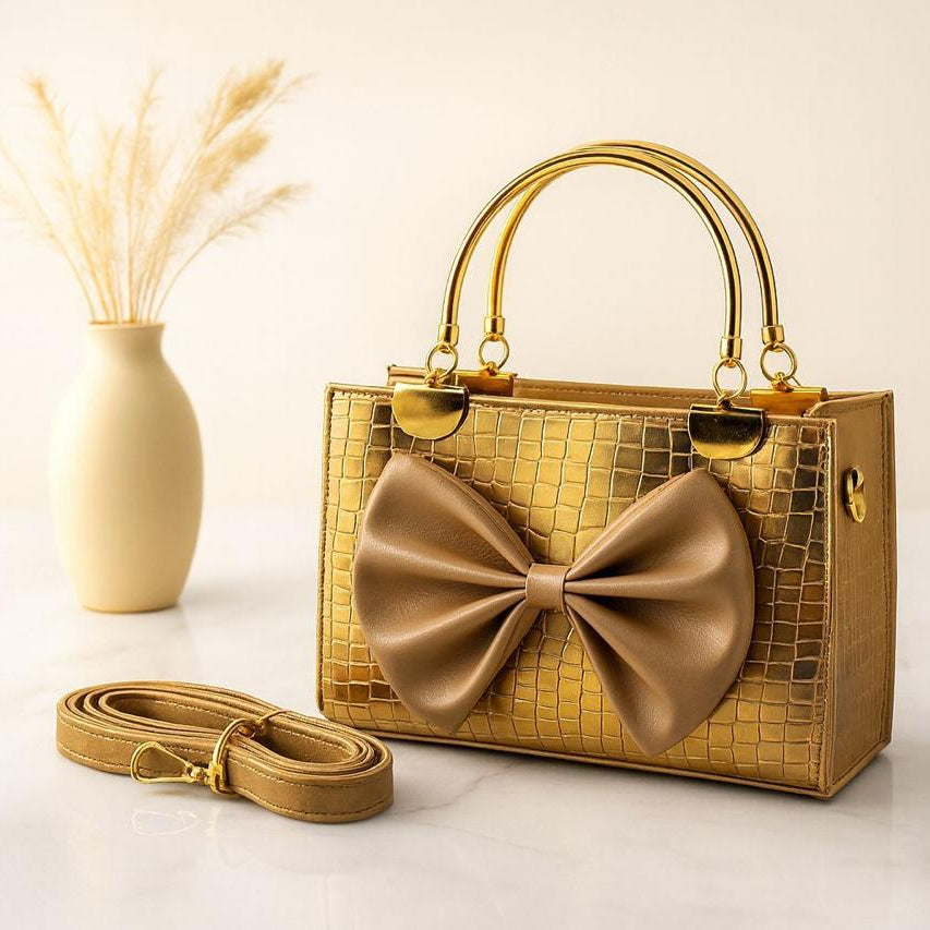 Crocodile Bow Handbag Elegant Stylish And Durable Design For Fashionable Daily Carry And Special Occasions