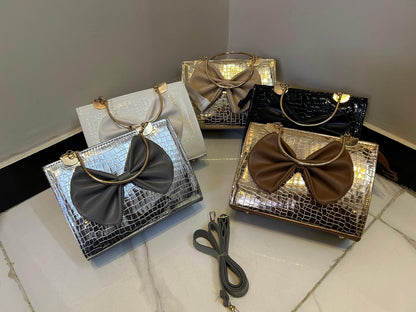 Crocodile Bow Handbag Elegant Stylish And Durable Design For Fashionable Daily Carry And Special Occasions